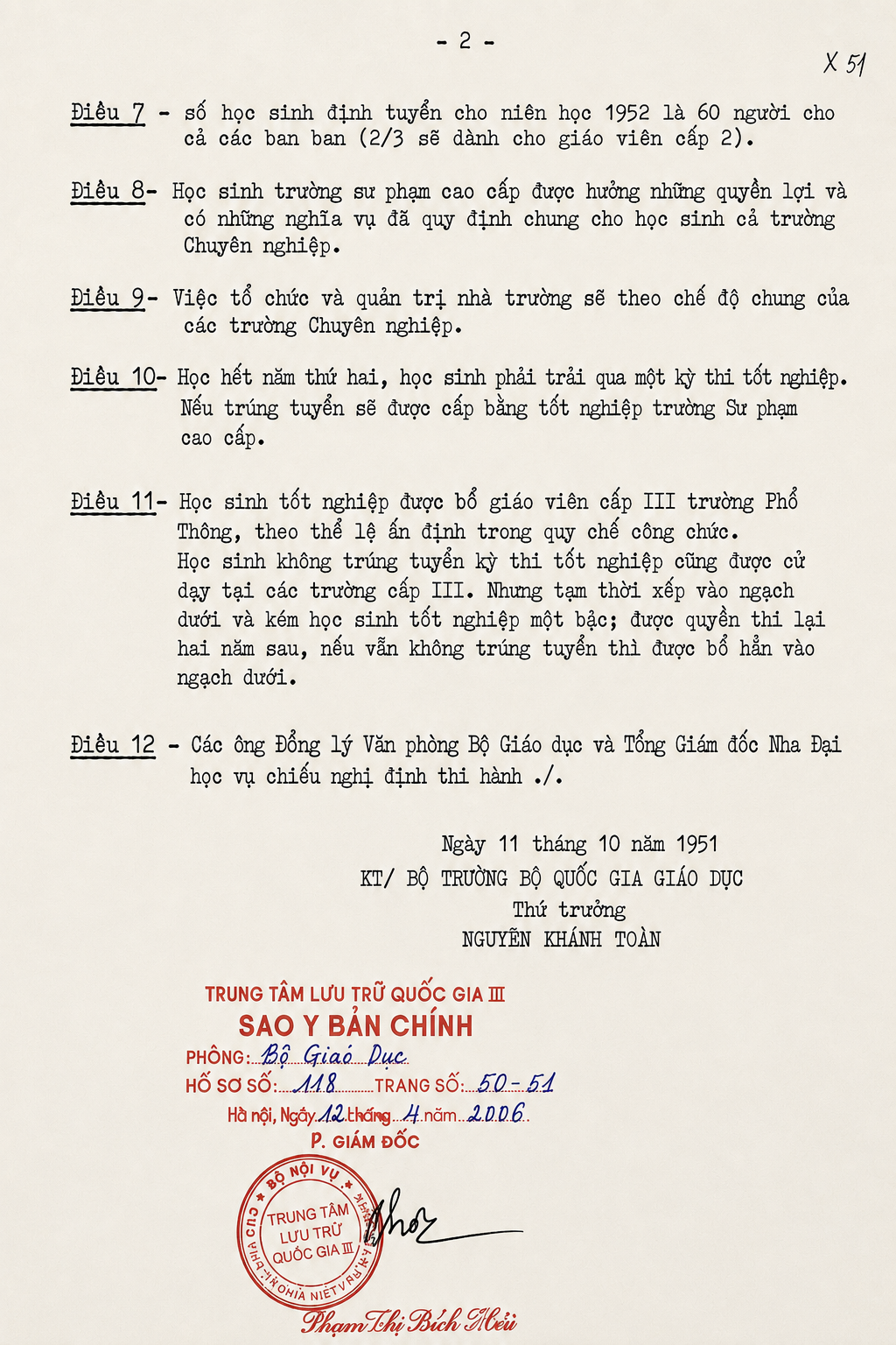 Nghị định 276 ngày 11/10/1951